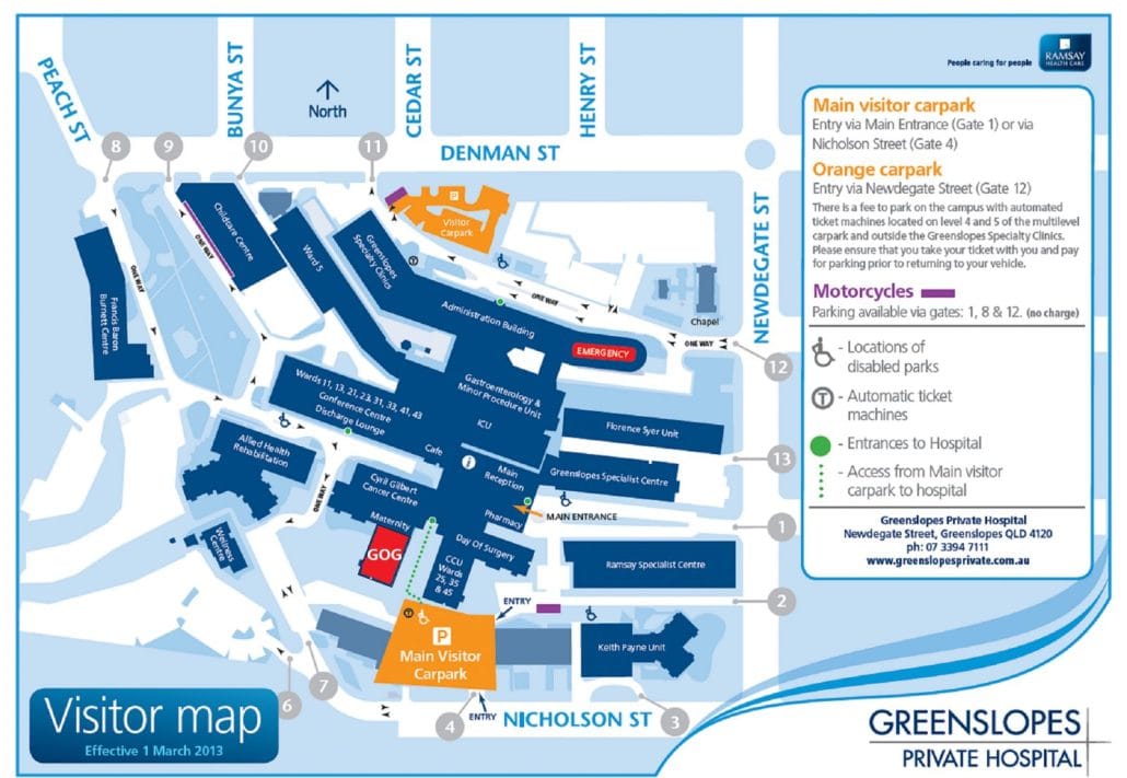 Greenslopes Private Hospital Parking Map